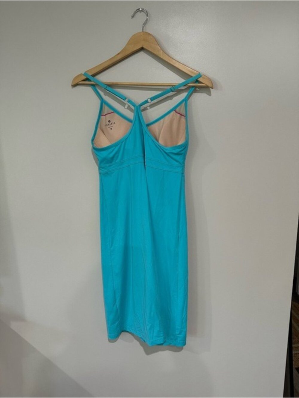 Athleta Turquoise Swim Dress Cover Up Racerback Shelf Bra Size Medium - Picture 3 of 11
